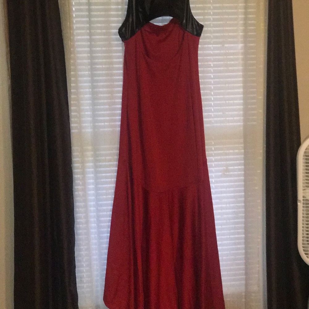 Red and black leather Venus dress